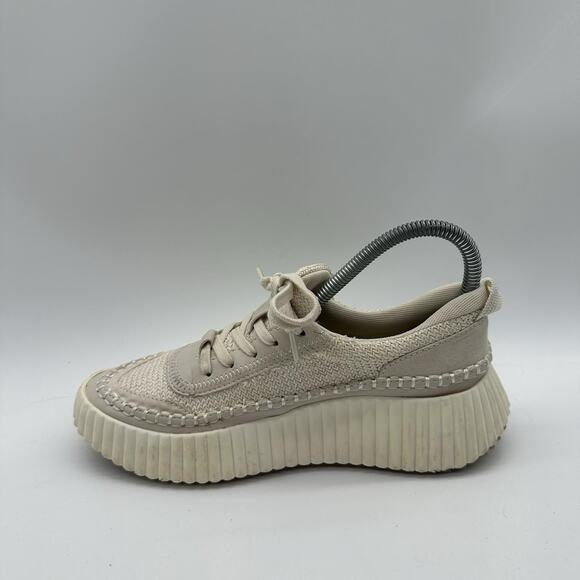 Womens Size 7.5 Dolce Vita Dolen Sandstone Woven Platform Sneakers Shoes - Picture 4 of 7